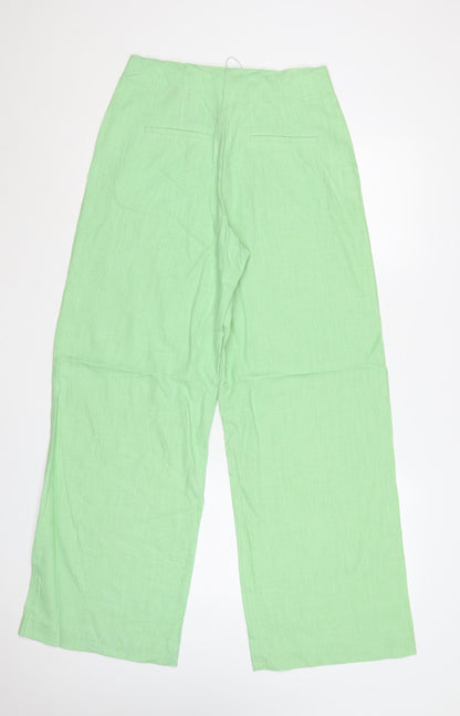 Marks & Spencer Women’s Green UK 10 Regular Linen Wide-Leg Trousers