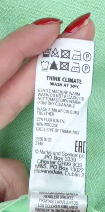 Marks & Spencer Women’s Green UK 10 Regular Linen Wide-Leg Trousers