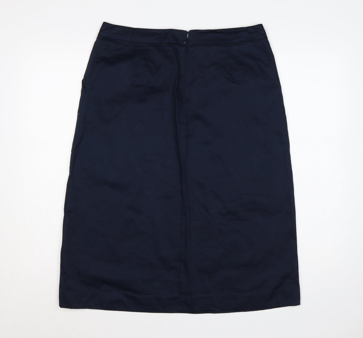 White Stuff Women’s Navy UK 12 Cotton Knee Length Pencil Skirt Lined
