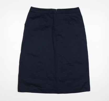 White Stuff Women’s Navy UK 12 Cotton Knee Length Pencil Skirt Lined