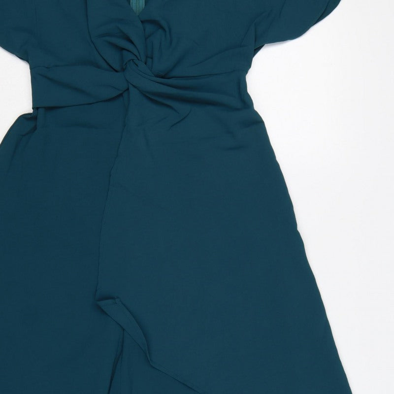 Zara Women Green S Wide-Leg Kimono Sleeve Belted Jumpsuit