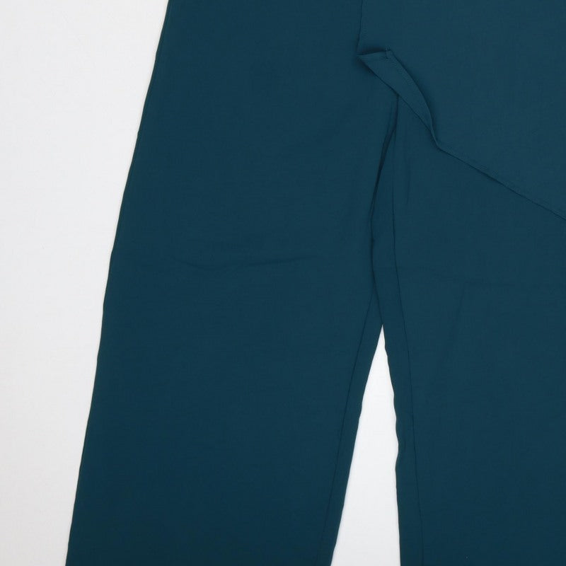 Zara Women Green S Wide-Leg Kimono Sleeve Belted Jumpsuit