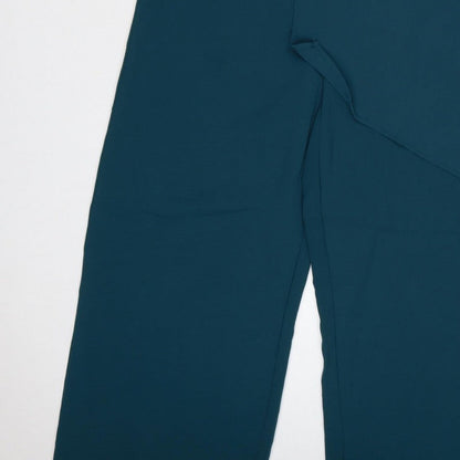 Zara Women Green S Wide-Leg Kimono Sleeve Belted Jumpsuit