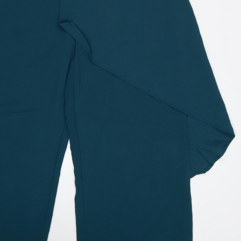 Zara Women Green S Wide-Leg Kimono Sleeve Belted Jumpsuit