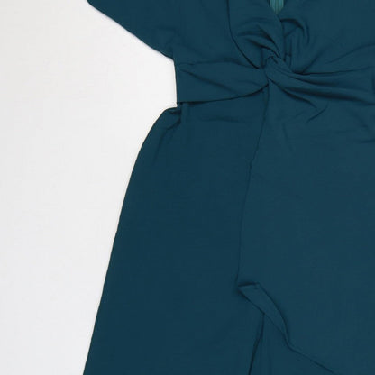 Zara Women Green S Wide-Leg Kimono Sleeve Belted Jumpsuit