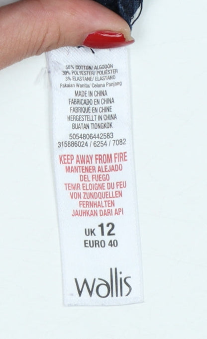 Wallis Women’s Blue UK 12 Slim Skinny Stretch Jeans Side Zip
