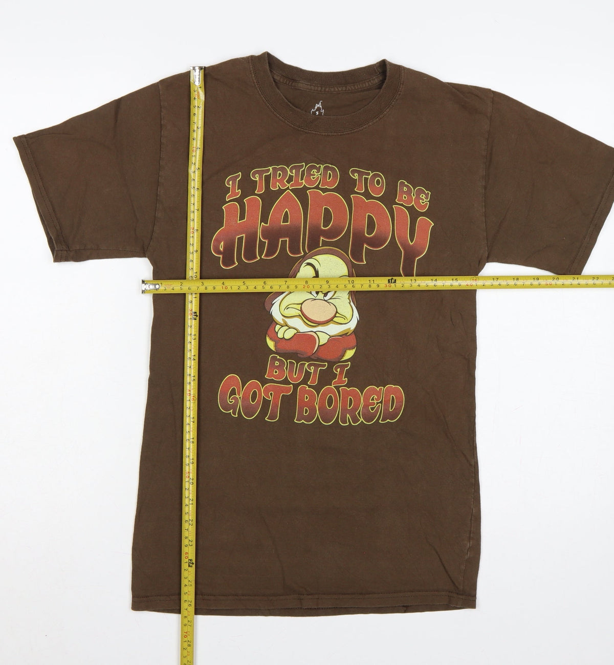 Back view of Hanes Men Brown S Disney Grumpy Happy Graphic Print T-Shirt