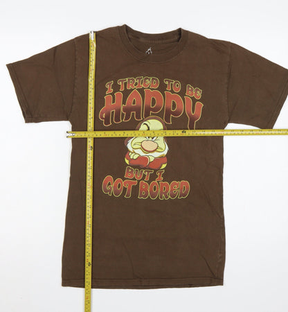 Back view of Hanes Men Brown S Disney Grumpy Happy Graphic Print T-Shirt