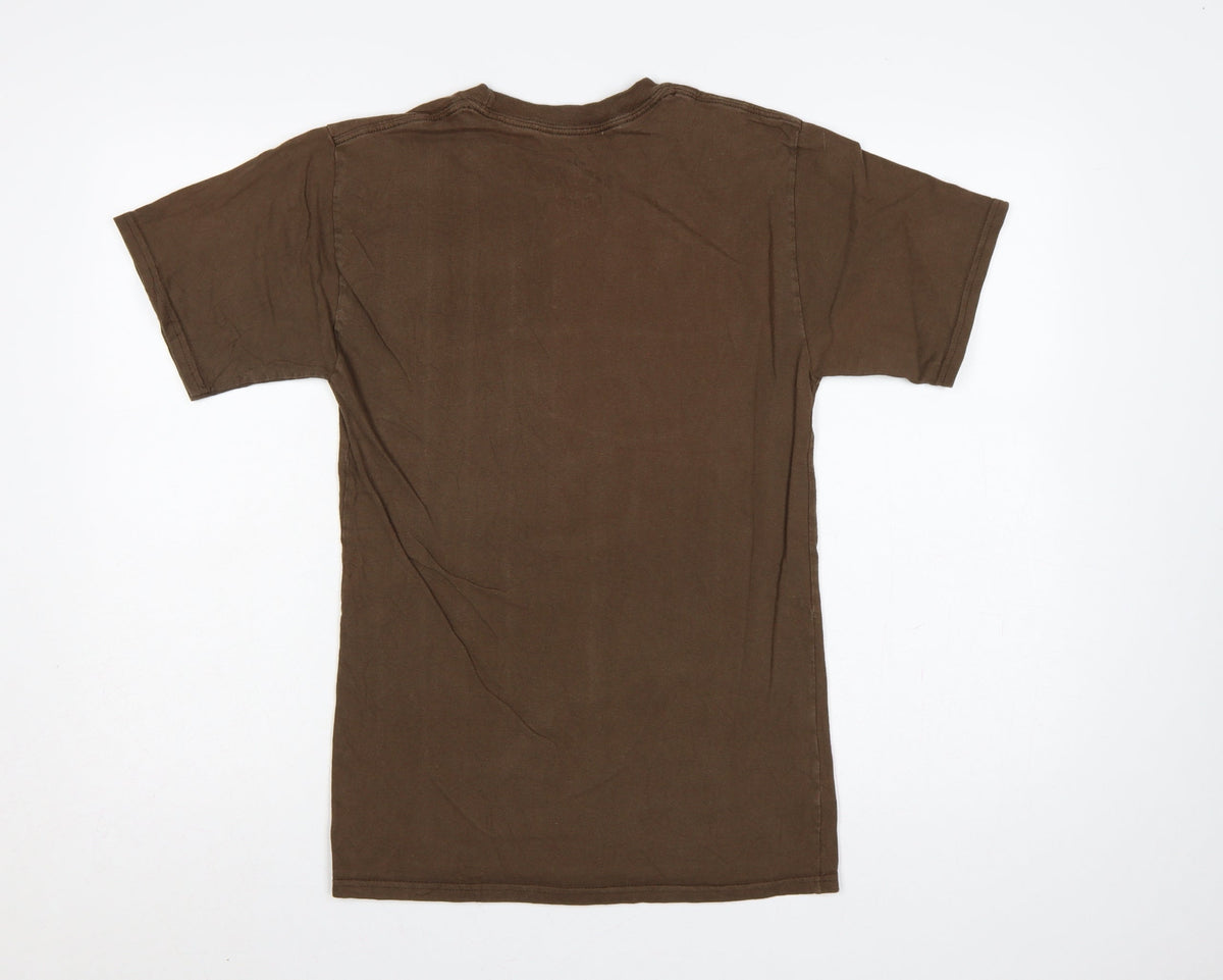 Close-up detail of Hanes Men Brown S Disney Grumpy Happy Graphic Print T-Shirt