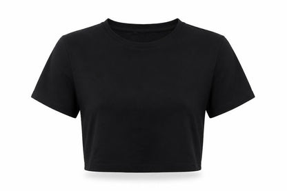 Zara Women Black UK 14 Cropped Stretch Jersey T-Shirt