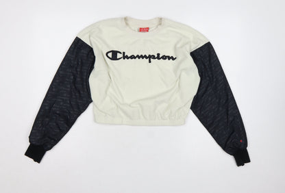 Champion Women’s Ivory & Black Small Logo Colourblock Sweatshirt