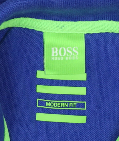 Hugo Boss Men’s Blue XL Modern Fit Logo Cotton Polo Shirt