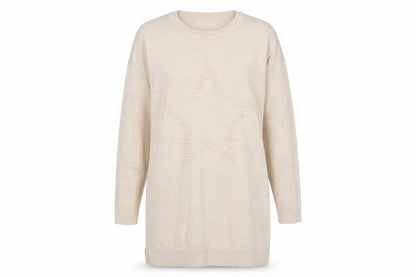 Amara Reya Women’s Beige Star Knit Tunic Jumper S-M