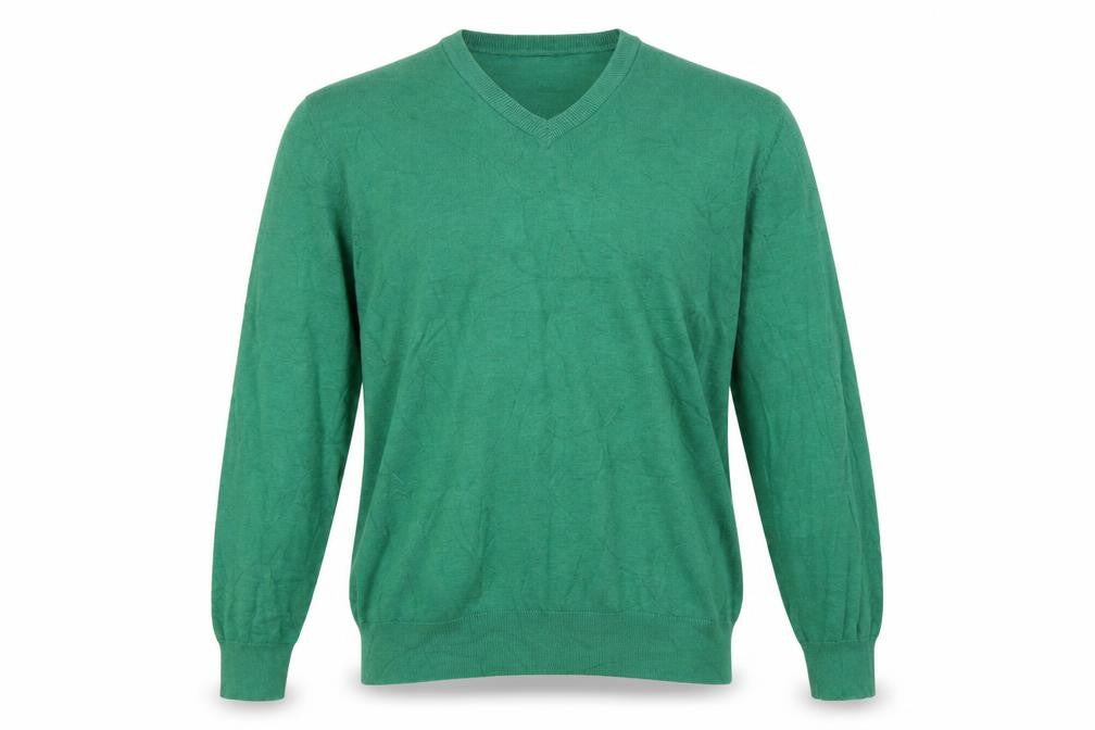 Marks and Spencer Men Green XL Pure Cotton V-Neck Pullover Jumper