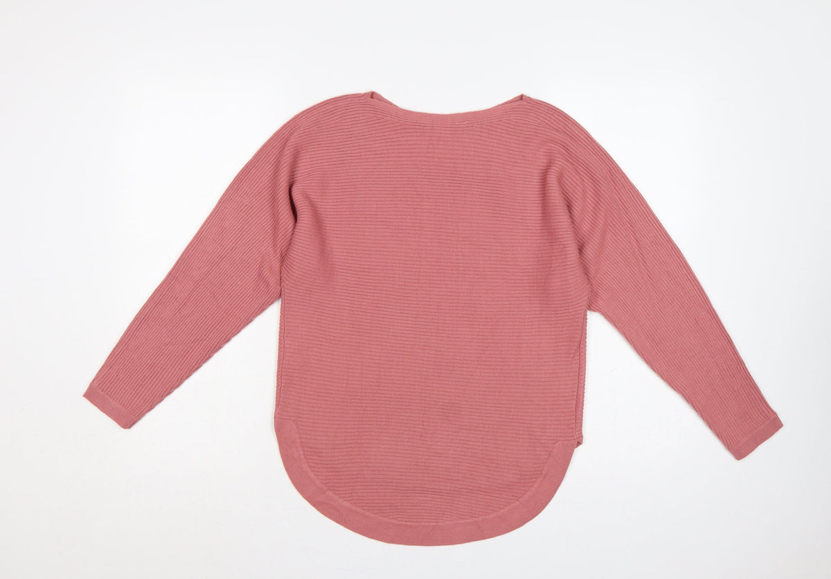Close-up detail of Principles Petite Women’s Pink Rib Knit jumper UK 6
