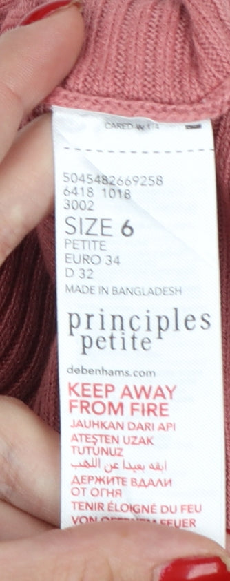 Brand and care label for Principles Petite Women’s Pink Rib Knit jumper UK 6