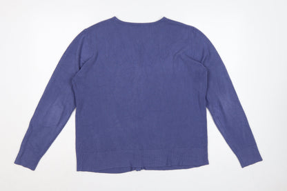 Debenhams Women Blue Size 16 Button Front Knit Cardigan