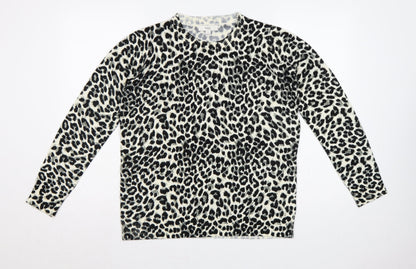 Marks & Spencer Women's Black Leopard Print Pullover Jumper UK 10