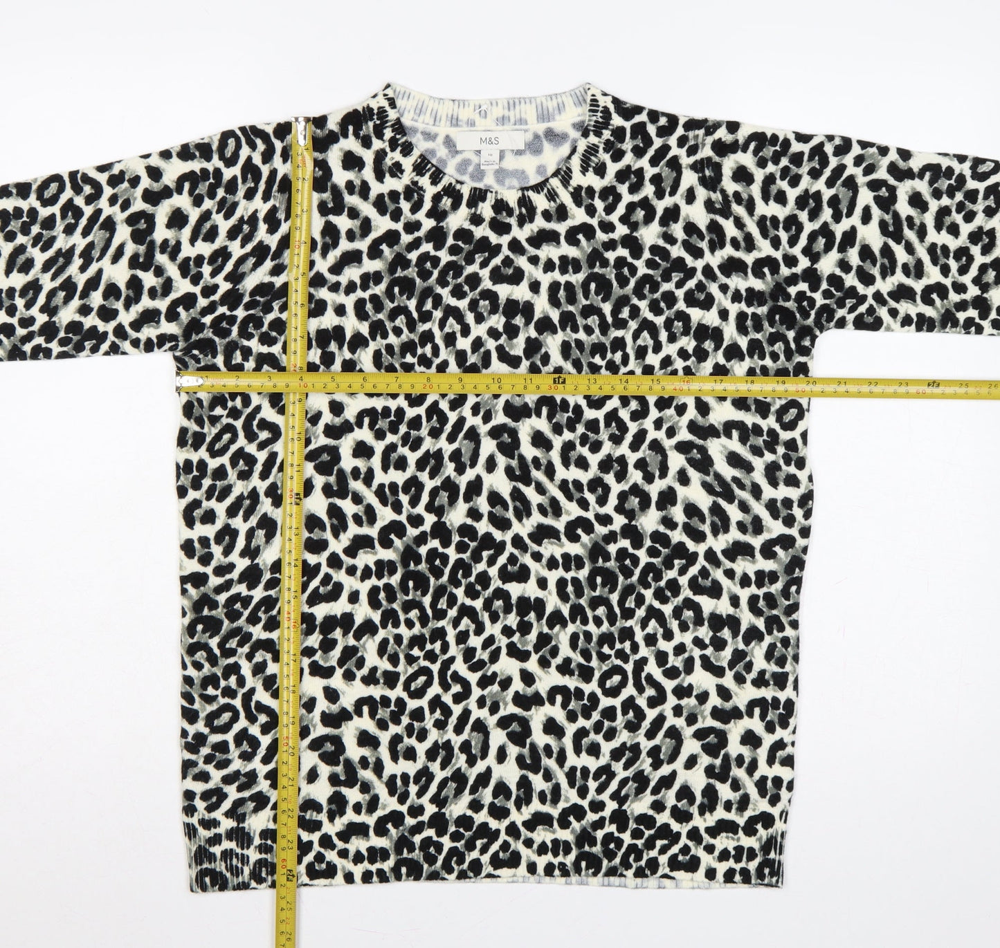 Marks & Spencer Women's Black Leopard Print Pullover Jumper UK 10