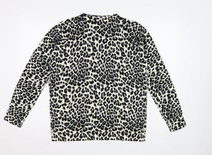Marks & Spencer Women's Black Leopard Print Pullover Jumper UK 10