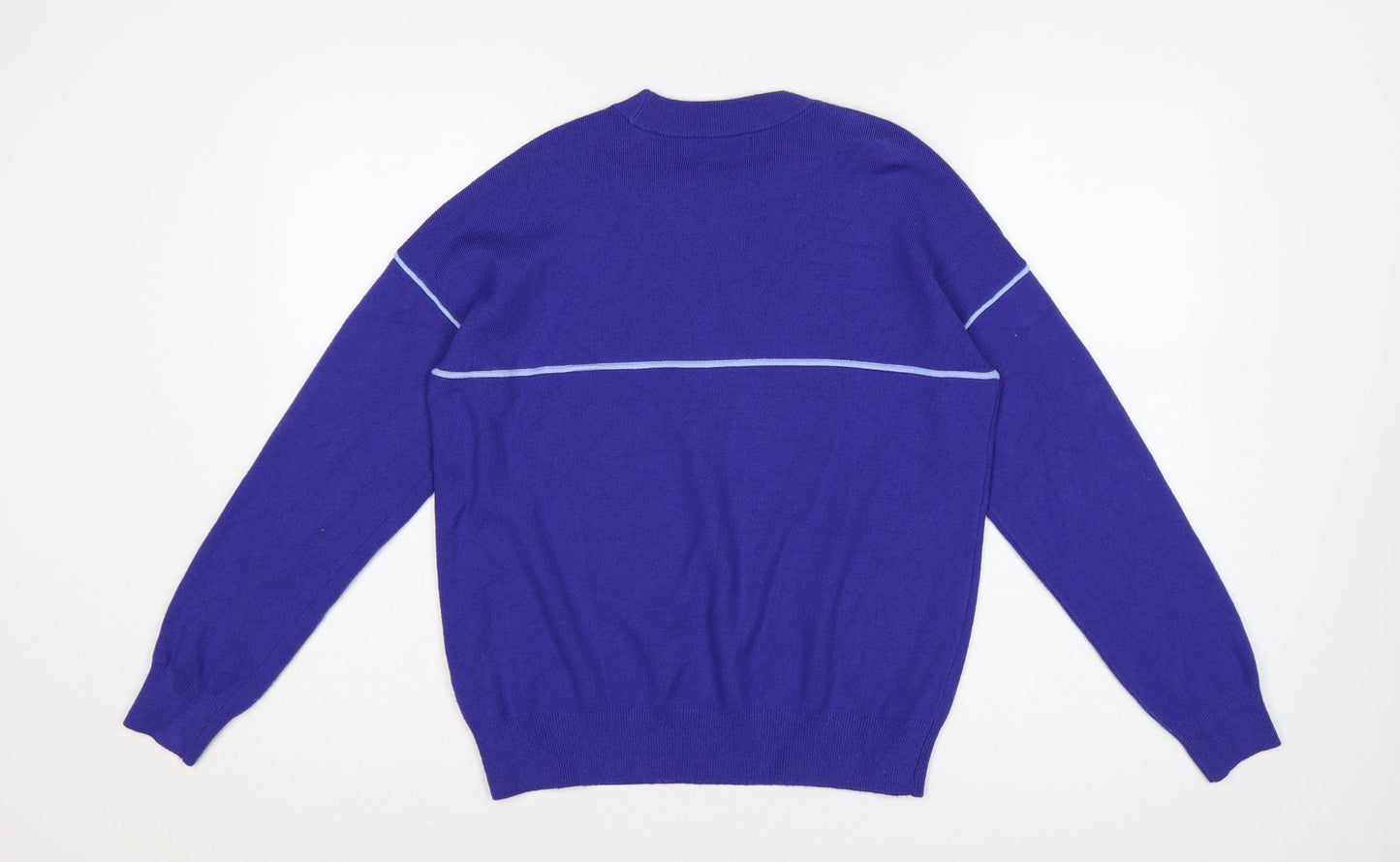 M&S Women Purple M Crew Neck Knit Pullover Jumper Contrast Trim