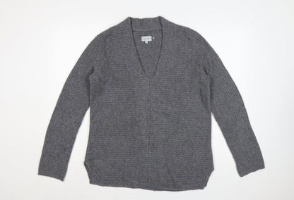 Jigsaw Women’s Grey Cashmere Wool Open Cardigan Size 14 V-Neck Knit