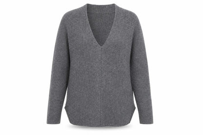 Jigsaw Women’s Grey Cashmere Wool Open Cardigan Size 14 V-Neck Knit