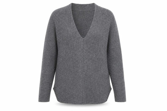 Jigsaw Women’s Grey Cashmere Wool Open Cardigan Size 14 V-Neck Knit