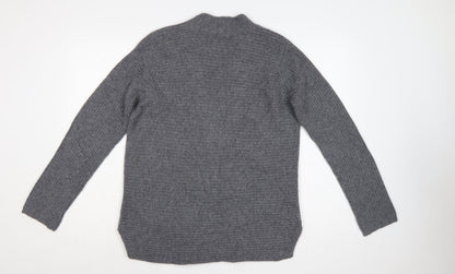 Jigsaw Women’s Grey Cashmere Wool Open Cardigan Size 14 V-Neck Knit