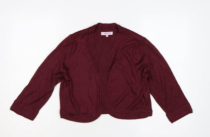 Marks & Spencer Per Una Womens Burgundy Open Knit Cardigan Size 14