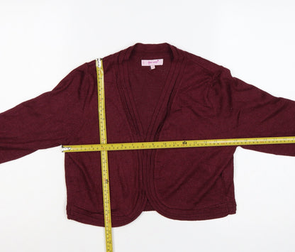 Marks & Spencer Per Una Womens Burgundy Open Knit Cardigan Size 14