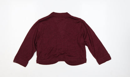 Marks & Spencer Per Una Womens Burgundy Open Knit Cardigan Size 14
