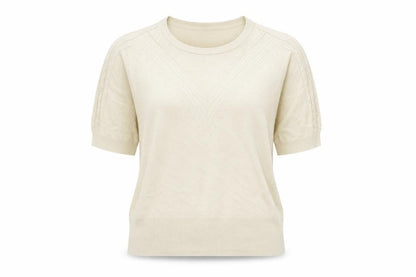 Marks & Spencer Women Ivory Size 22 Cable Knit Short Sleeve Jumper