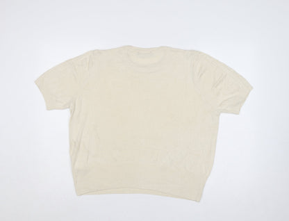 Marks & Spencer Women Ivory Size 22 Cable Knit Short Sleeve Jumper