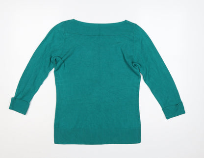 Marks & Spencer Women Green Size 8 Scoop Neck Knit Jumper