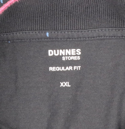 Dunnes Stores Men’s Black Geometric Print Polo Shirt XXL Regular Fit