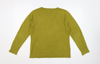 Per Una Women’s Green Size 16 V-Neck Long Sleeve Knit Jumper