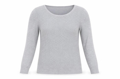 Per Una Women Grey UK 12 Textured Knit Scoop Neck Pullover Jumper