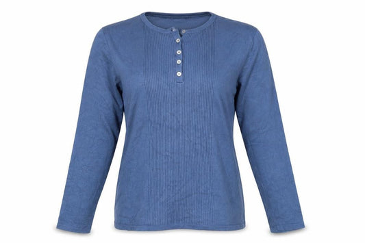 Cotswold Collections Women Blue L Silk Knit Henley Jumper Long Sleeve