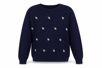 Bonmarché Women’s Blue Floral Embroidered Knit Jumper Size 14