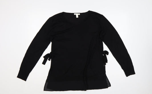 H&M MAMA Women's Black S Maternity V-Neck Tie Tunic Jumper