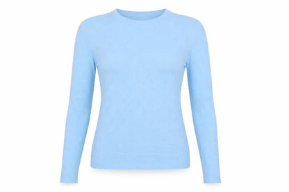 Zara Women Blue S Heart Pointelle Knit Long Sleeve Crew Neck Jumper