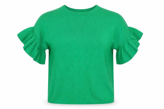 Warehouse Women Green UK 6 Ruffle Sleeve Knit Pullover Jumper
