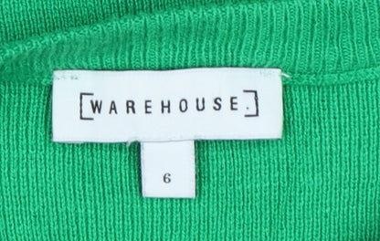 Warehouse Women Green UK 6 Ruffle Sleeve Knit Pullover Jumper