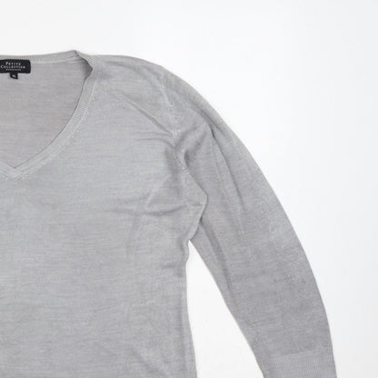 Debenhams Petite Collection Women Grey V-Neck Jumper UK 16 Petite