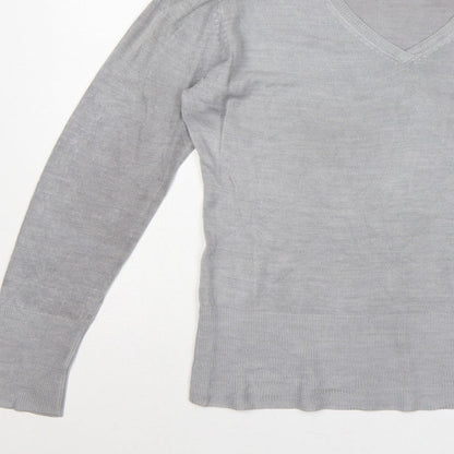 Debenhams Petite Collection Women Grey V-Neck Jumper UK 16 Petite