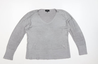 Debenhams Petite Collection Women Grey V-Neck Jumper UK 16 Petite