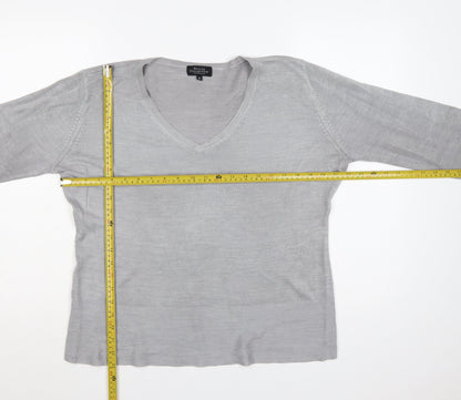 Debenhams Petite Collection Women Grey V-Neck Jumper UK 16 Petite
