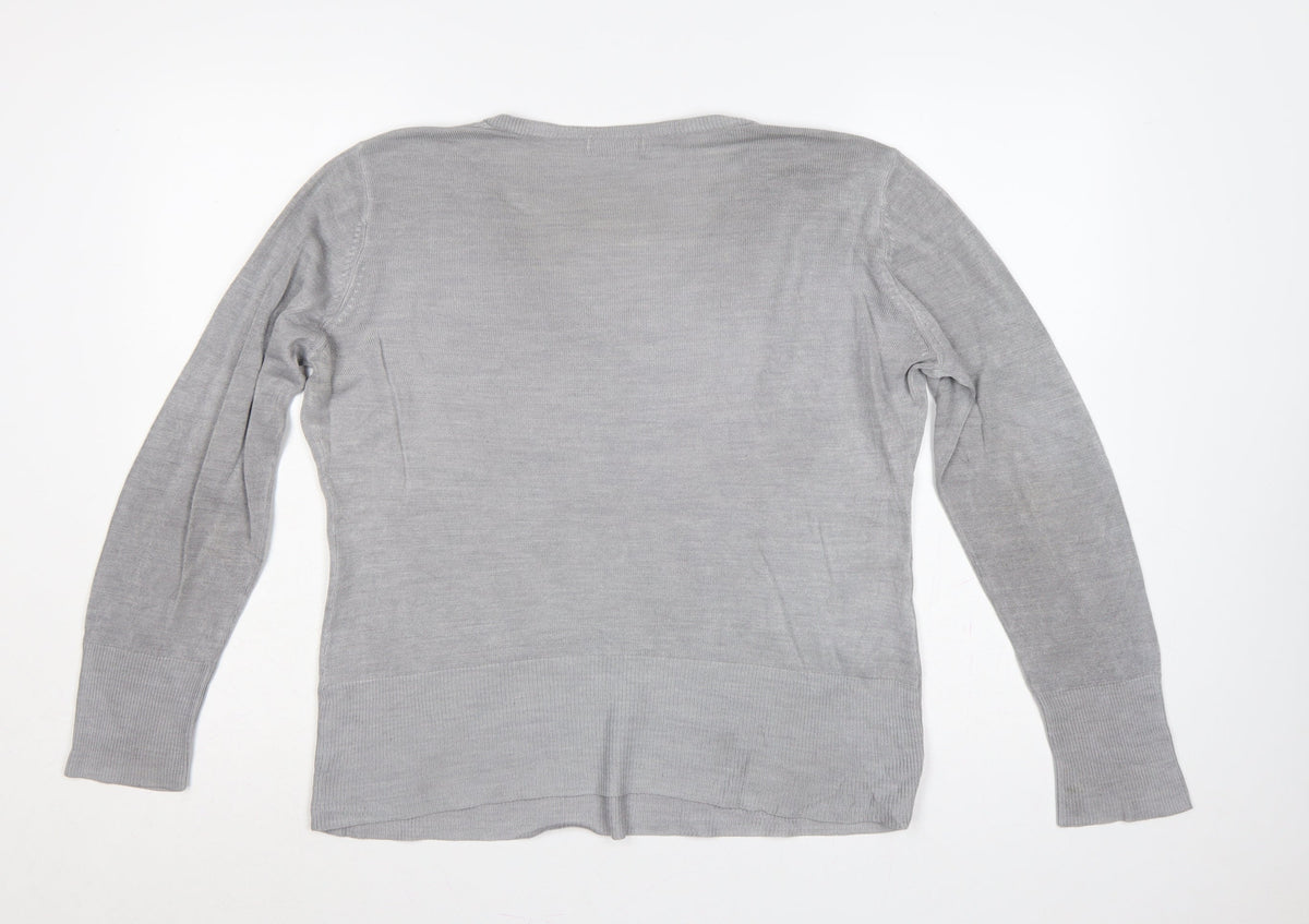 Debenhams Petite Collection Women Grey V-Neck Jumper UK 16 Petite