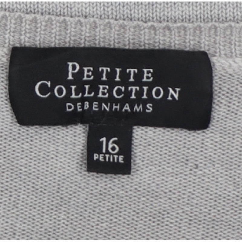 Debenhams Petite Collection Women Grey V-Neck Jumper UK 16 Petite